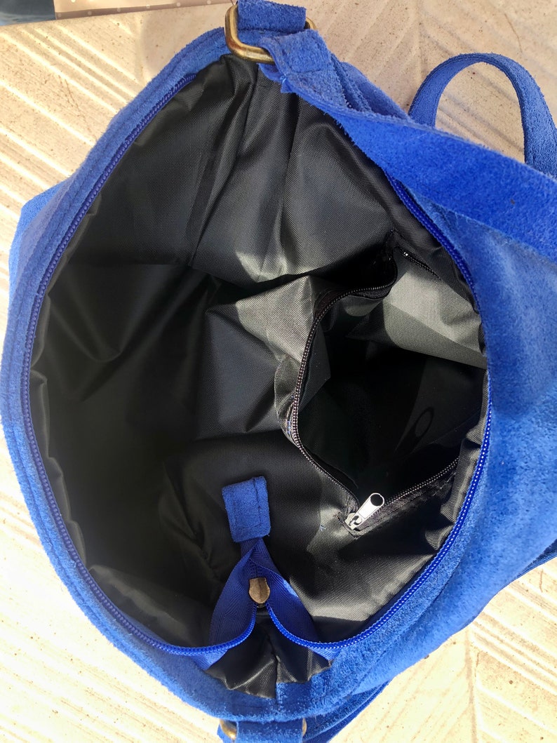 Messenger Bag in Genuine Suede Leather. Bright BLUE Cross Body Bag. Boho Suede Bag With Zipper and Flap. Tablet or Book Bag in BLUE - Etsy